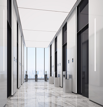 modern elevator hall 3d model