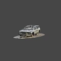 Severely Damaged Car With Broken Front End Dented Body And Shattered Glass After Collision