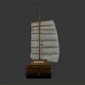 Ancient Wooden Sailing Ship Model With Two Masts And White Sails For Water Transportation