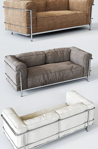 Gray Fabric Loveseat With Sleek Metal Frame Modern Comfortable Seating Design 3d model