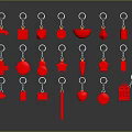Red Jewelry Pendants With Various Shapes And Silver Hooks Neatly Displayed