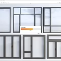 Various Modern Window Designs With Gray Frames And Multiple Pane Styles 3d model