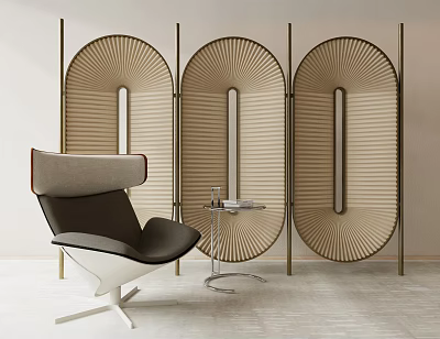 Elegant Modern Screens In Minimalist Interior With Armchair And Side Table 3d model