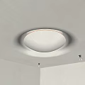 White Ceiling Design With Circular Orange Light Strip And Spotlights 3d model