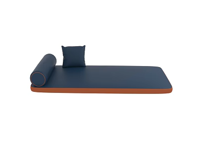 Blue Comfortable Household Mat With Rolled Design And Brown Edge Pillow 3d model