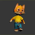 Cute Orange Cartoon Cat Character With Big Eyes Yellow Shirt And Blue Pants Game Animation