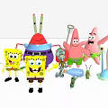 SpongeBob SquarePants Patrick Star With Squidward Mr Krabs Plankton Sandy Cheeks Character Dolls Set