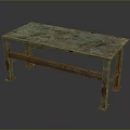Vintage Industrial Functional Desk With Distressed Metal Top And Wooden Legs For Home Office