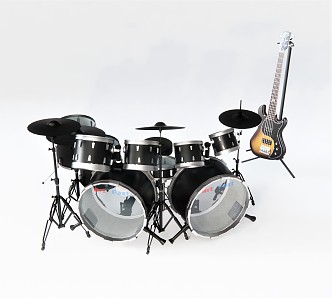 Modern Instrument Drums Guitar Rock Drums Electric Kee 3d model