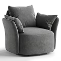 Single Sofa For Living Room With Neutral Tone Soft Pillows And Modern Textured Fabric