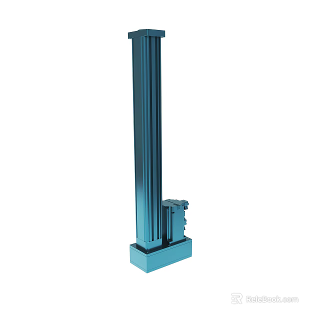 Blue Decorative Column With Vertical Lines And Base Structure In Modern Style 3d model 