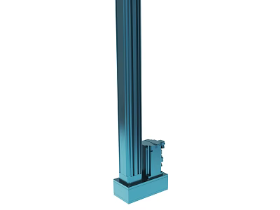 Blue Decorative Column With Vertical Lines And Base Structure In Modern Style 3d model