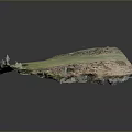 Realistic Terrain Model Featuring Green Fields Brown Land Pink Areas And Path