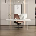 modern desk chair acrylic computer desk 3d model