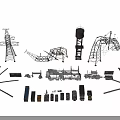 Assorted Weapon Models Including Rifles Knives And Tactical Combat Gear