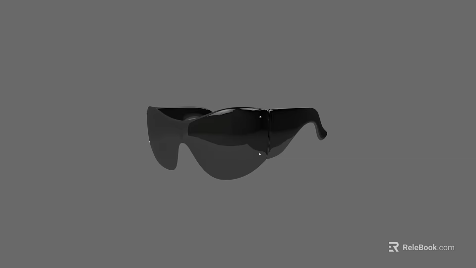 Trendy Black Sunglasses With Sleek Design And Protective Tinted Lenses 3d model 