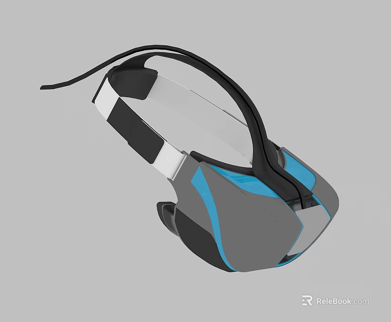 Modern VR Headset Design With Transparent Visor And Blue Accents 3d model 