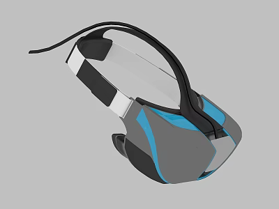 Modern VR Headset Design With Transparent Visor And Blue Accents 3d model