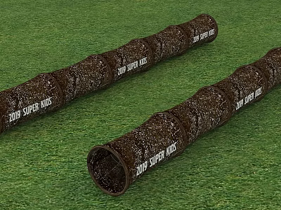 Zipper Super Kids Brown Playground Tunnel Tubes On Green Grass Surface 3d model