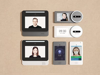 Public Facilities Facial Recognition Devices With Various Designs Screen Displays And Time Indicators 3d model