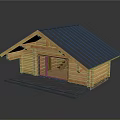 Wooden Cabin Exterior Design With Wooden Structure Black Roof Glass Door And Front Platform