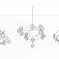 Post-modern chandelier stylish simple metal chandelier combination 3d model