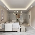 Beauty and Hair Salon Elegant Interior with Colorful Chairs Wall Product Shelves Hanging Lights Mirrors