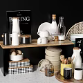 Stylish Kitchenware Display With Waffles And Decor