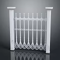 Ornate White Iron Railing With Spiked Top And Circular Pattern Design