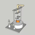 Scientific Experimental Device With Metal Frame White Base And Orange Sphere