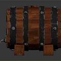 Traditional Wooden Barrel Structure With Metal Hoops Rivets And Wooden Legs