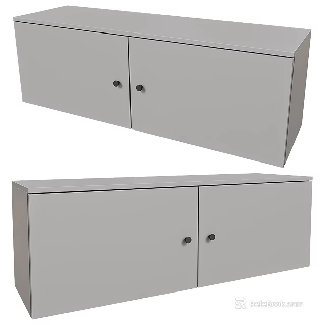 Modern Simple Gray Entryway Side Cabinet With Functional Storage Doors Design 3d model 