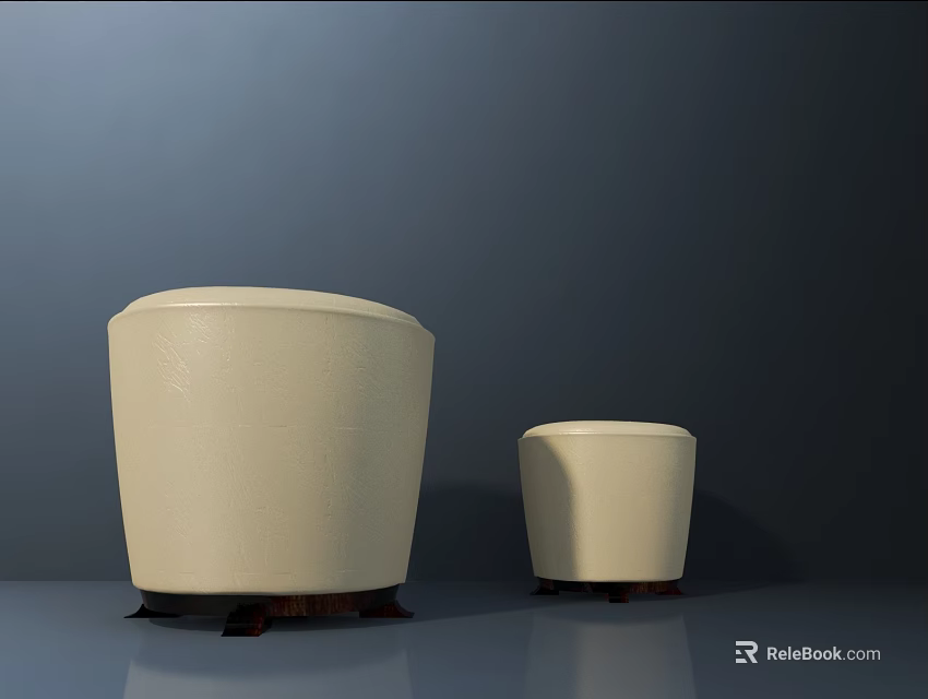 Modern Cream Colored Table Lamp With Round Barrel Design And Dark Base 3d model