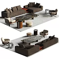 Modern Sofa Coffee Table Set With Accent Chairs Stools And Side Tables 3d model