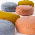 Colorful Round Soft Fabric Poufs In Pastel Tones For Living Room Decor