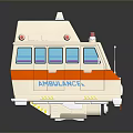 Toy Ambulance With White Body Orange Stripes Blue Windows And Roof Lights