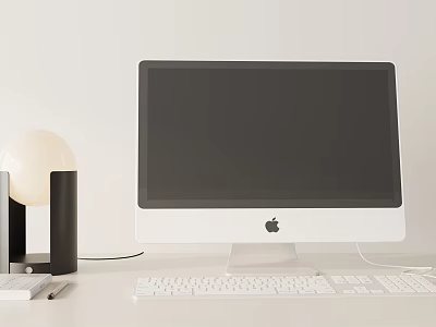 Apple iMac Desktop Computer With White Body Black Screen Keyboard And Mouse 3d model