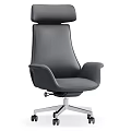 Modern Black Leather Office Desk And Chair Set With High Backrest And Metal Base