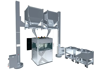 Advanced Medical Equipment With Dual Hoppers Control Panel And Mobile Carts 3d model