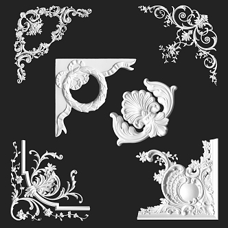 European-style carved gypsum carved components 3d model