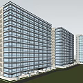 Modern Twin High Rise Residential Buildings With Large Windows And Green Lawns