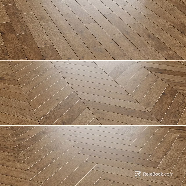 Stylish Wooden Flooring With Herringbone Pattern Natural Tone And Wood Grain Texture For Interior Design 3d model 