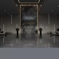 Modern Bright Corporate Reception Lobby With Marble Feature Wall And Comfortable Elegant Waiting Seats