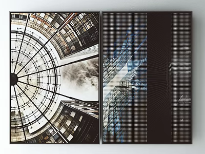 Abstract Modern Artwork With Circular Dome And Grid Glass Facade Design 3d model