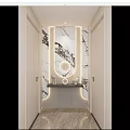 Cream Simple Wind Suspension Shape Curved Light Strip Corridor End View Entrance 3d model