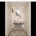 Cream Simple Wind Suspension Shape Curved Light Strip Corridor End View Entrance 3d model