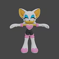 White Fur Cat Game Character With Yellow Ears Blue Eyes Pink Gloves And Heart