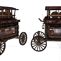 Vintage Carriage Old Wooden Car 3d model