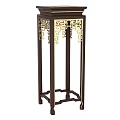 Traditional Chinese Wooden Pedestal With Openwork Carved Patterns And Square Top