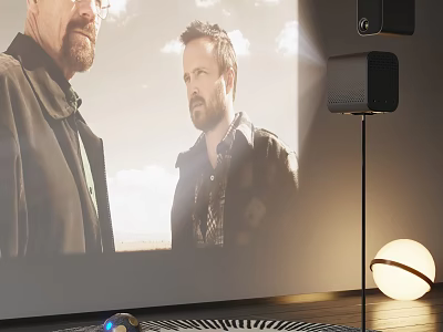 Projection Monitoring System With Projector Camera And HD Wall Display In Room 3d model